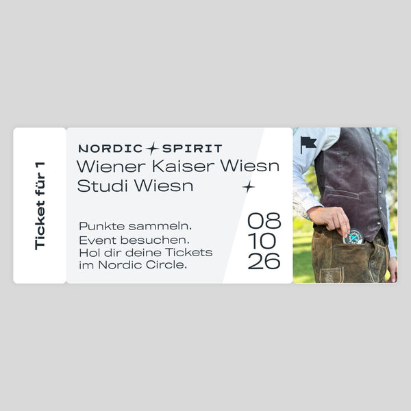 Grafische Darstellung Wiener Wiesn Ticket mit Bild von Person in Tracht