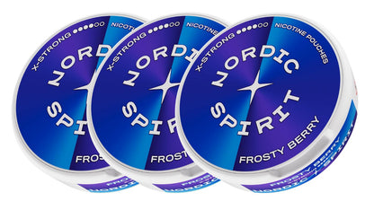 Drei Dosen Nordic Spirit „Frosty Berry“ Nikotinbeutel (X-Strong)