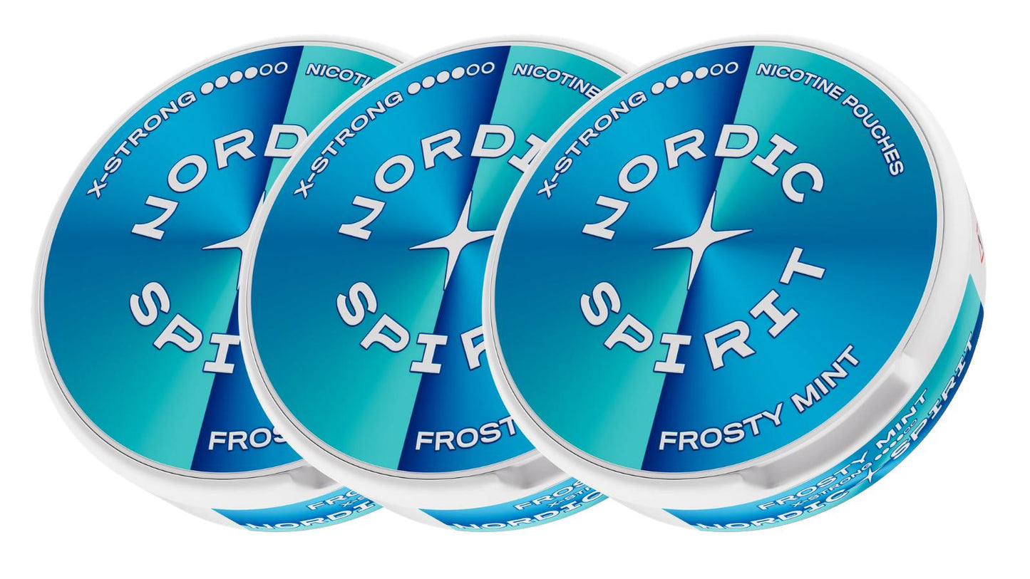 Drei Dosen Nordic Spirit „Frosty Mint“ Nikotinbeutel (X-Strong)
