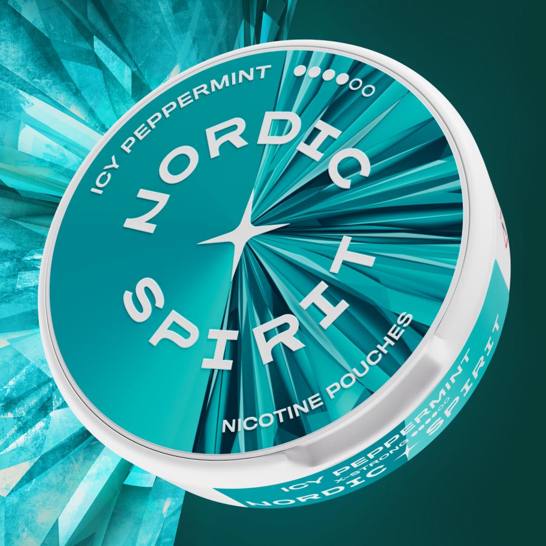 Produktbild einer Nordic Spirit Nikotinbeutel Dose "Icy Peppermint" in Türkis