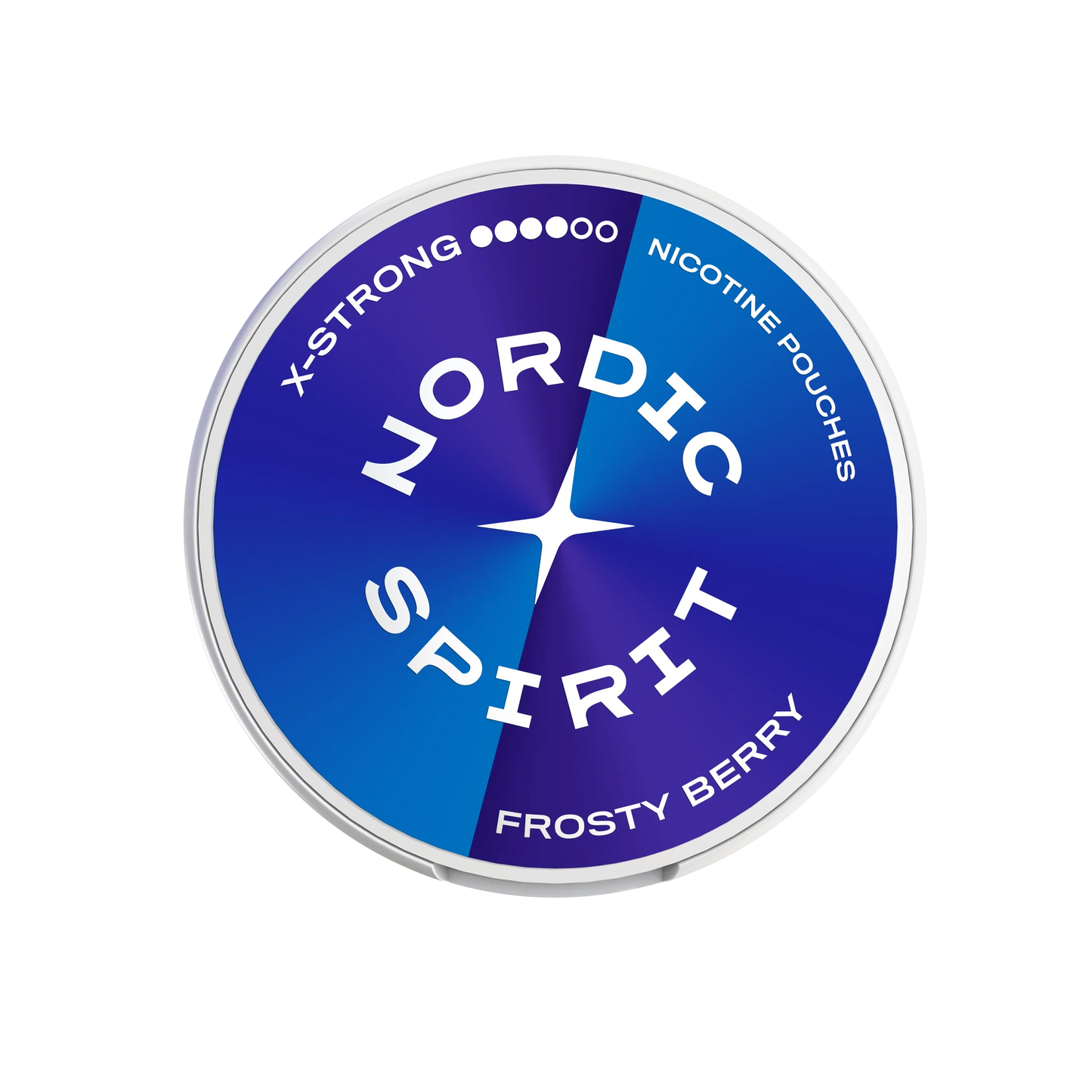 Deckelansicht einer Nordic Spirit Dose mit Farbverlauf in Blau und Lila und Geschmacksrichtung Frosty Berry.