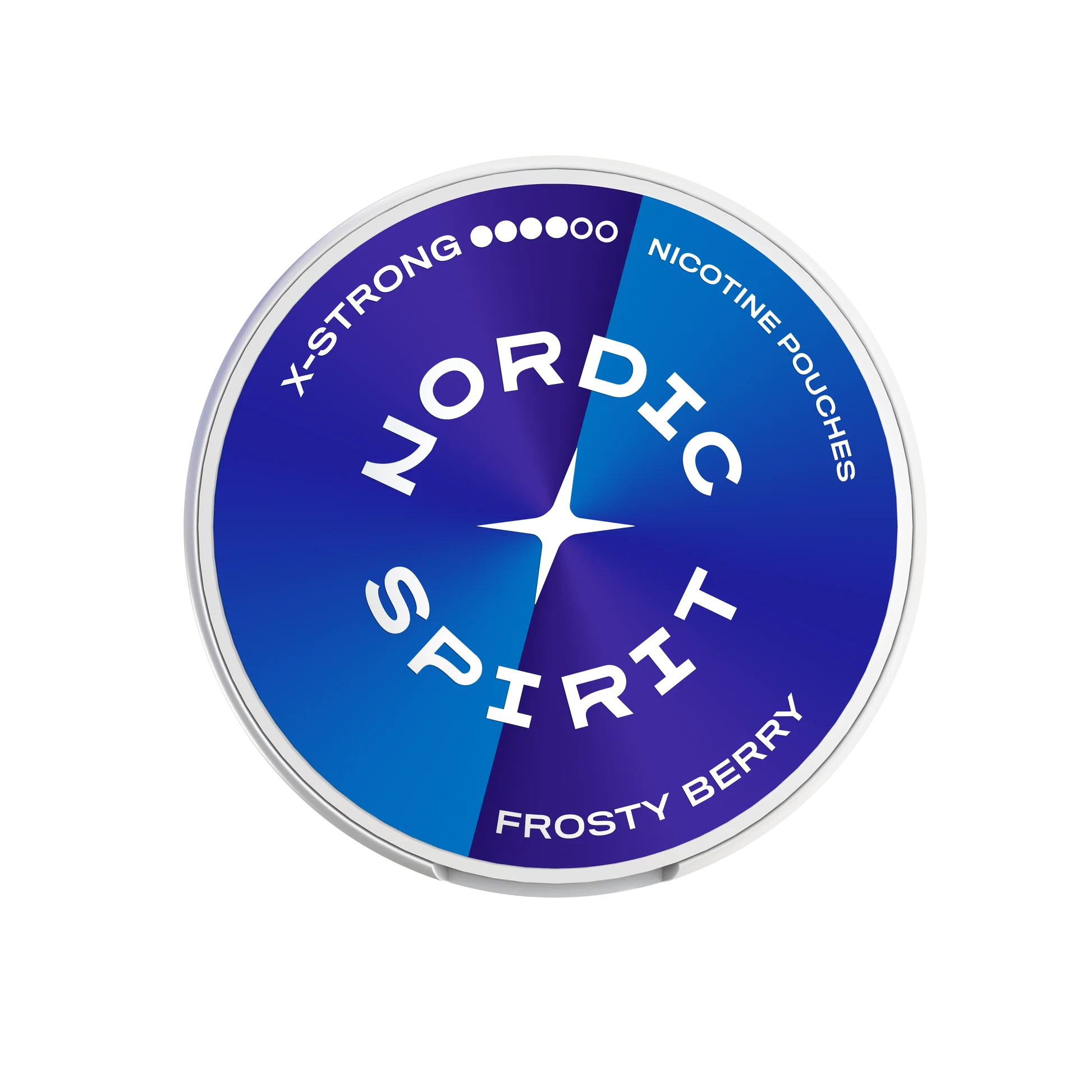 Deckelansicht einer Nordic Spirit Dose mit Farbverlauf in Blau und Lila und Geschmacksrichtung Frosty Berry.