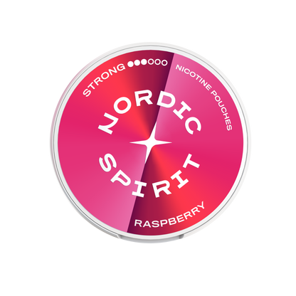 Deckelansicht einer Nordic Spirit Dose mit Farbverlauf in Rot und Pink und Geschmacksrichtung Raspberry.