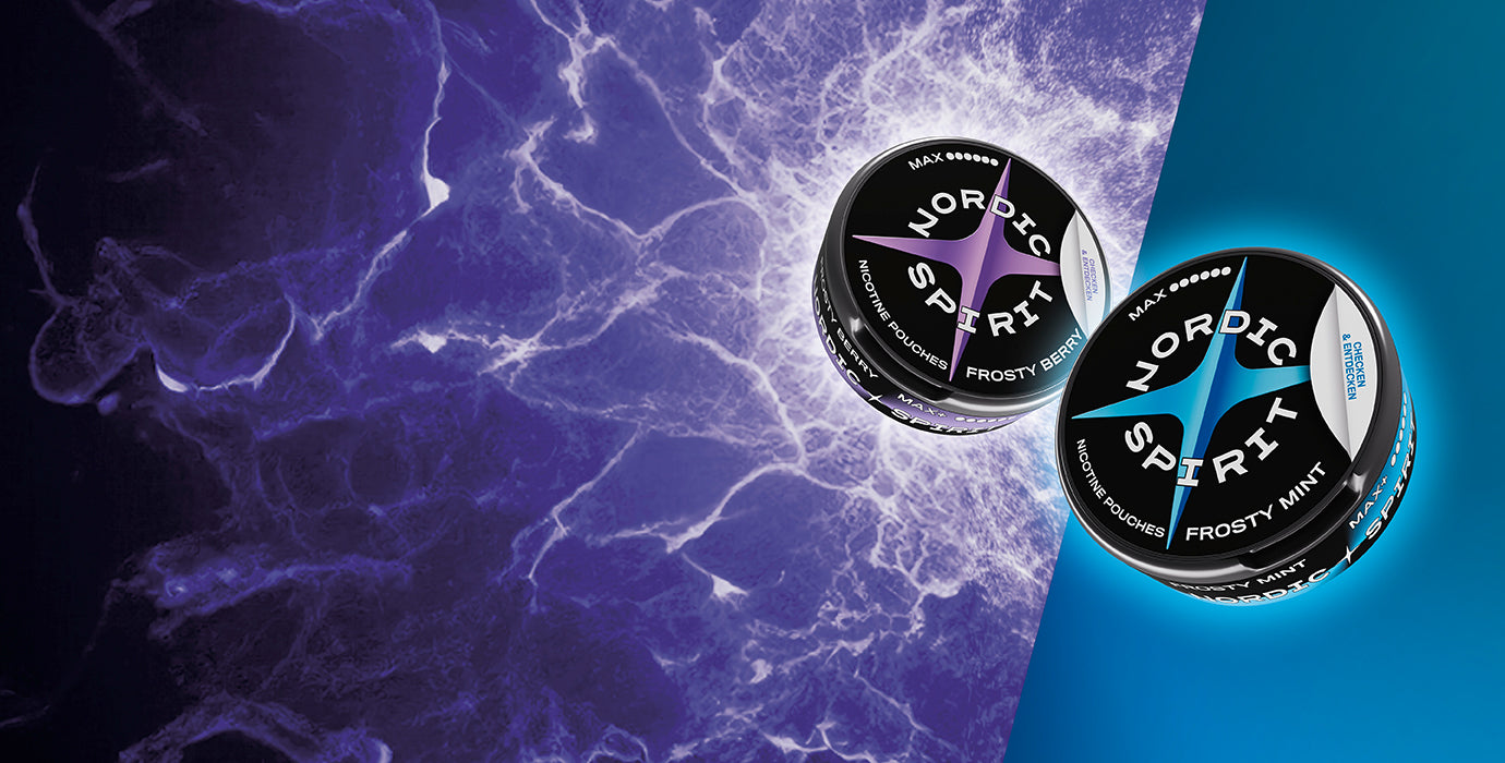 Nordic Spirit Nikotinbeutel: Zwei Dosen der Sorten „Frosty Berry“ und „Frosty Mint“